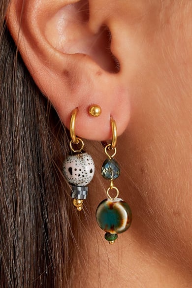 Earrings with Colored Charm Small Gold color Stainless Steel h5 Picture3